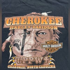 Harley‎ Davidson Shirt Mens XL Black Cherokee Indian Native American Motorcycle